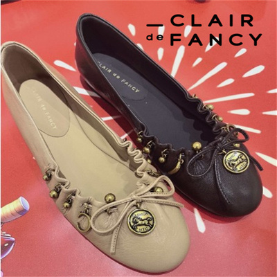 CLAIR de FANCY优雅风系带褶皱芭蕾舞鞋女平底金属单鞋1218860
