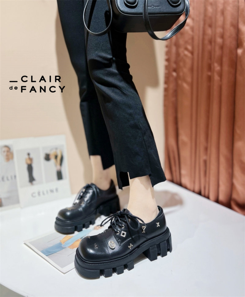 clair de fancy乐福鞋女穆勒鞋新松糕厚底粗跟单鞋英伦鞋1559726