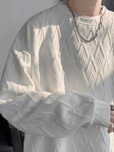 白色卫衣男款春秋季内搭打底衫痞帅高级感长袖T恤青少年无帽外套