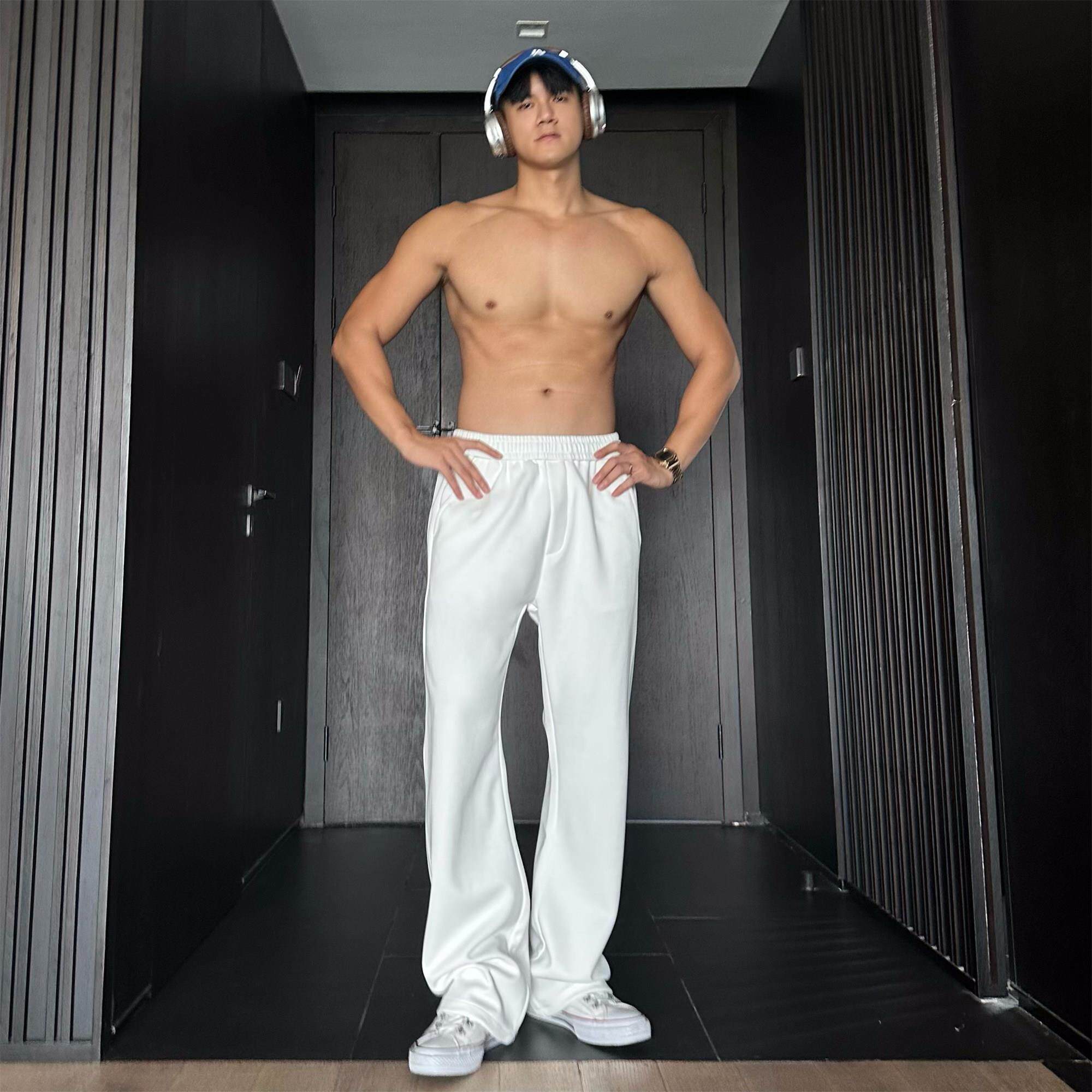 膀子哥JZD 春夏薄款美式高街直筒百搭痞帅运动休闲 裤透气卫裤男