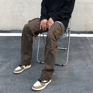男女宽松休闲直筒垂感fog风裤 裤 子ins潮 高街尼龙多口袋工装 美式