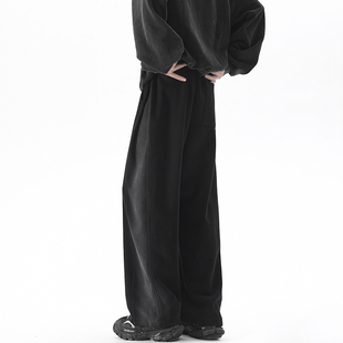 宽松垂感卫裤 重磅渐变水洗磨白黑色休闲裤 长 男春秋季 ZSEE弯刀裤