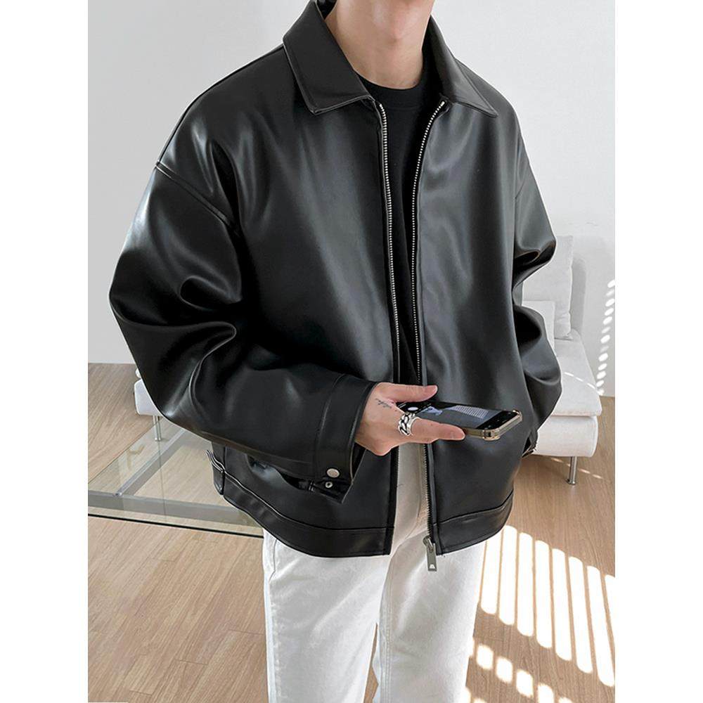 MRCYC痞帅皮衣外套男士春季新款潮流韩系PU皮休闲棒球服机车夹克