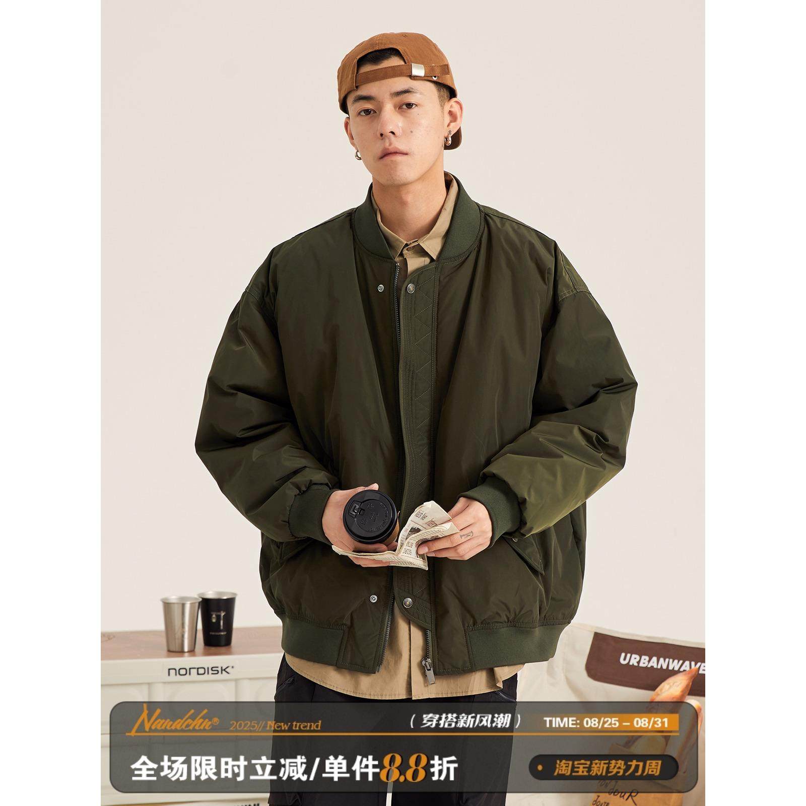 男道美式复古羽绒服男士冬季2025年加厚保暖白鸭绒棒球领棉服外套