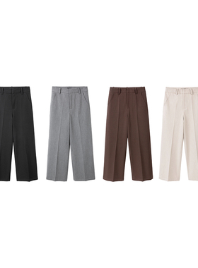 〔 PLUS NO LOGO 〕混纺莱赛尔色织垂感抗皱A字西裤通勤宽裤