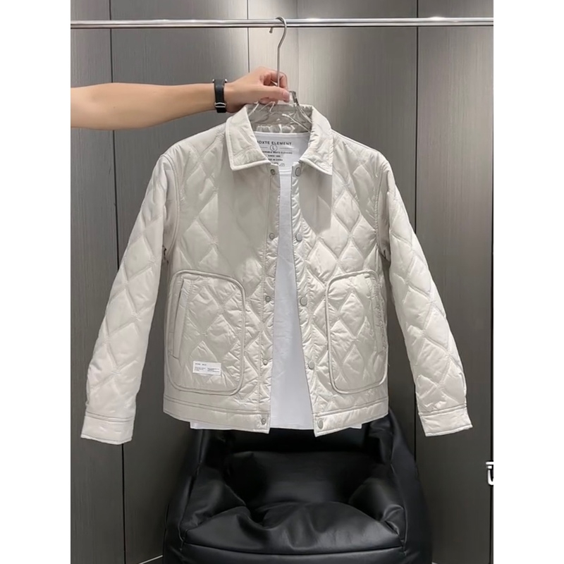 冬季男士翻领薄棉夹克2025新款欧货时尚百搭衬衫气质青年外套棉衣