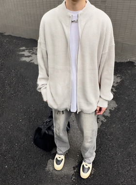 AHCN（志存高远）美式复古宽松落肩袖链开衫毛衣休闲外套针织衫潮