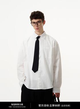 MADWITCH美式复古基础百搭白色衬衫男女宽松廓形休闲cleanfit长袖