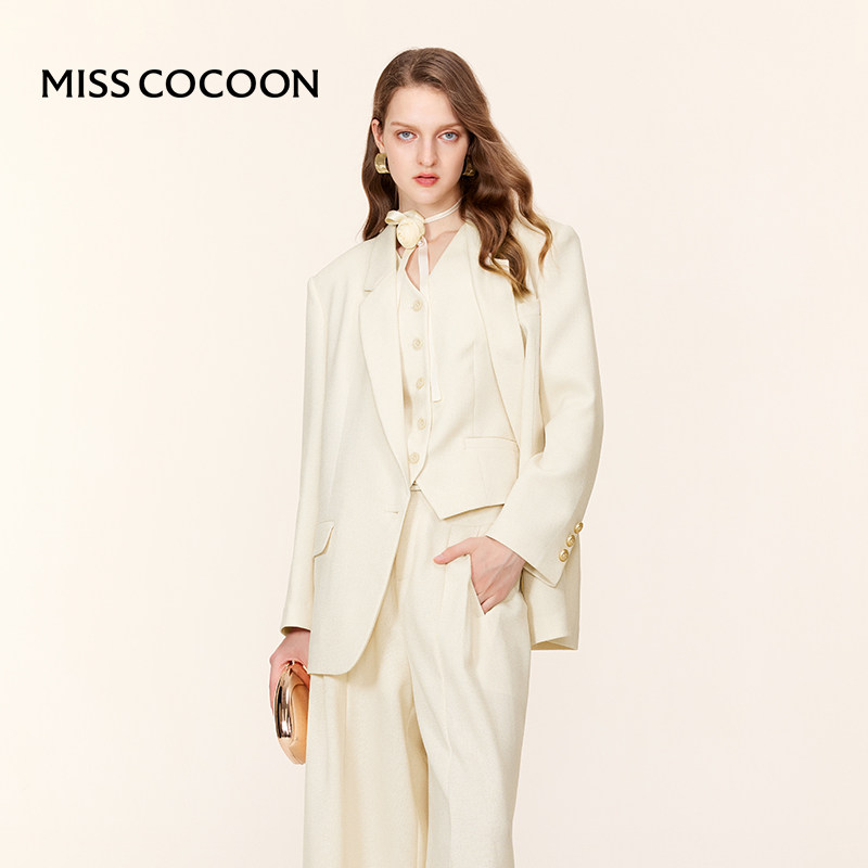 MISSCOCOON老钱风亚麻肌理感解构西装外套早春款,女装/女士精品,西装,淘宝优惠券,粉丝福利购,淘宝优惠卷