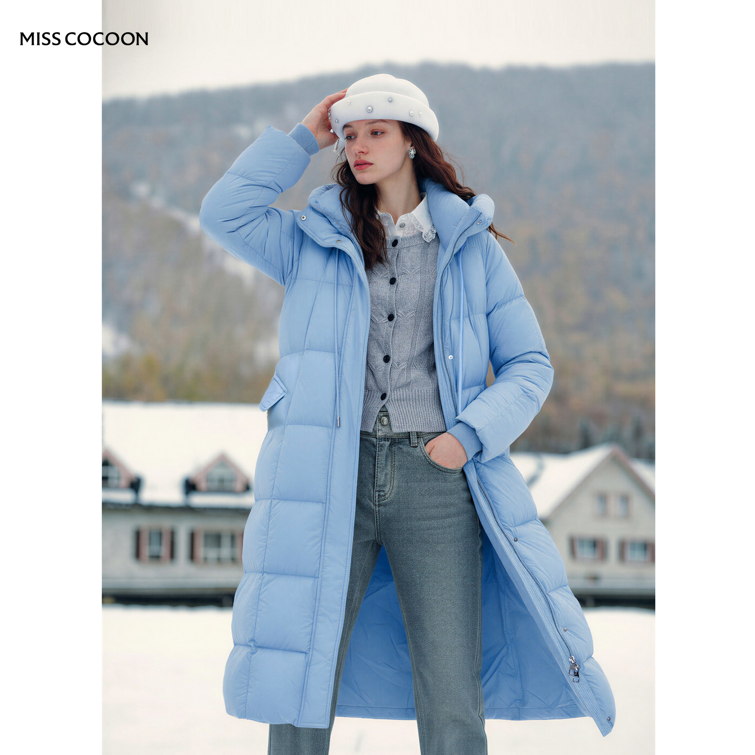 可可尼cocoon蓝色泡芙羽绒服