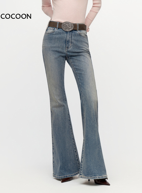【七七酱专享】MISSCOCOON低腰喇叭裤美式复古显腿长棉牛仔裤