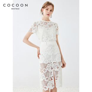 missCOCOON刺绣雪纺衫 镂空圆领蕾丝衫 夏款