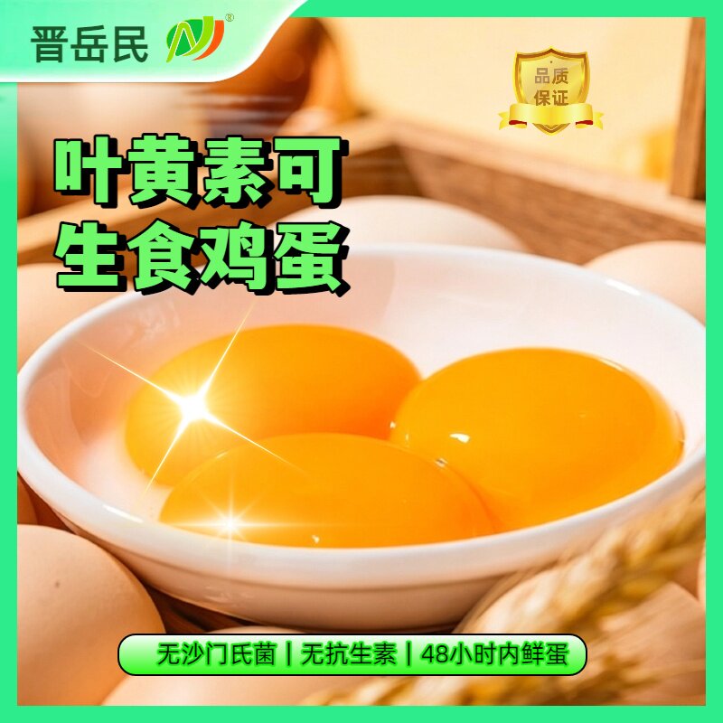 晋岳民红皮无抗叶黄素鸡蛋儿童月子孕妇富硒鸡蛋10枚