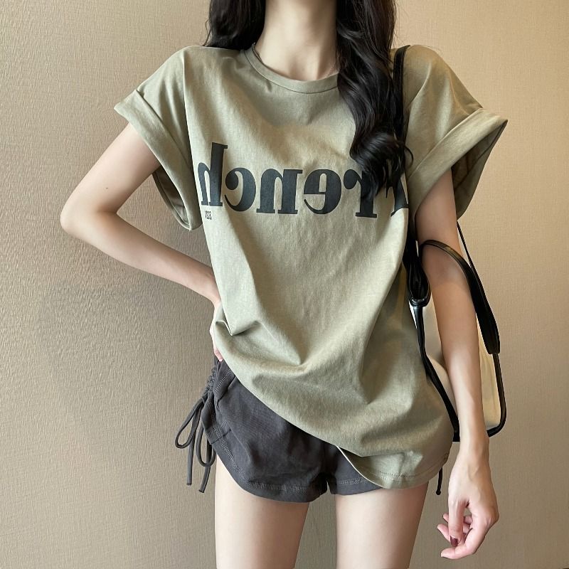 宽松短袖t恤女2025年新款夏季薄款设计感小众港味chic复古上衣潮