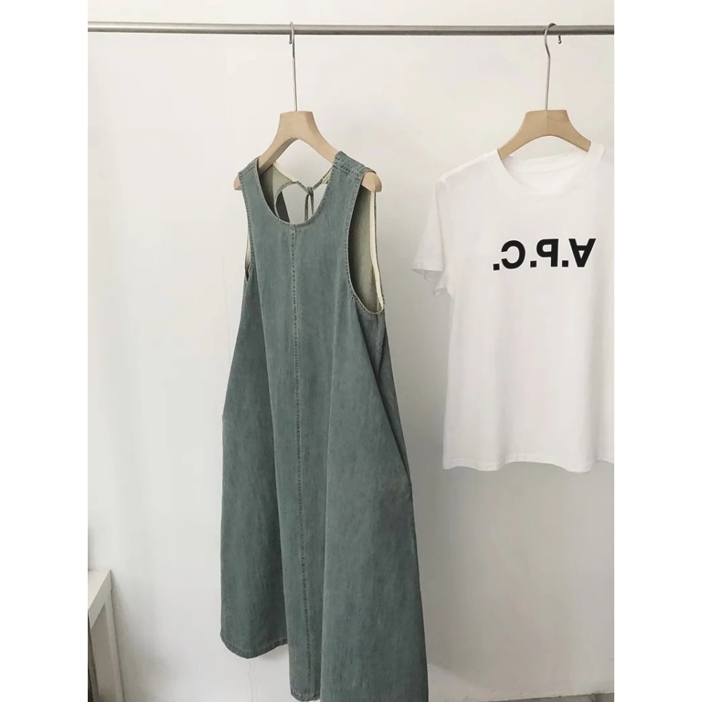 胖mm300斤大码慵懒风做旧牛仔连衣裙百搭显瘦宽松无袖背心裙女夏