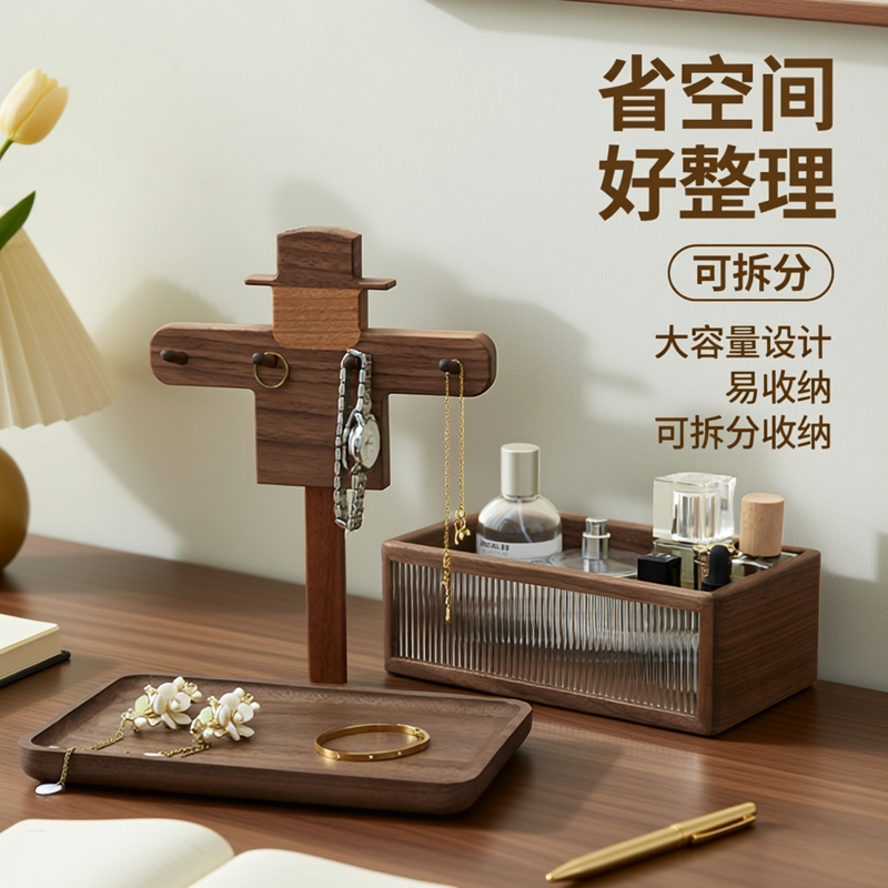 创意木质钥匙收纳盒可拆卸大容量