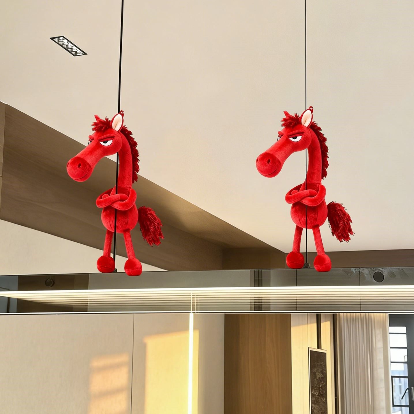 红色小马挂件2026吊灯装饰玩偶新年氛围布置马年客厅吉祥物摆件