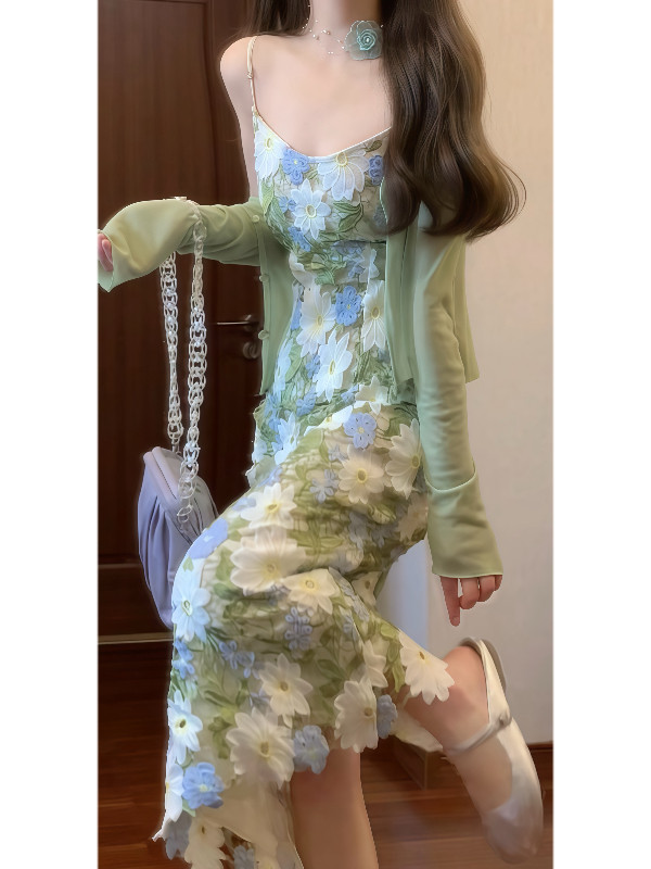 2-Piece French Style Dress Set: Embroidered Camisole - Taobao product photo 4