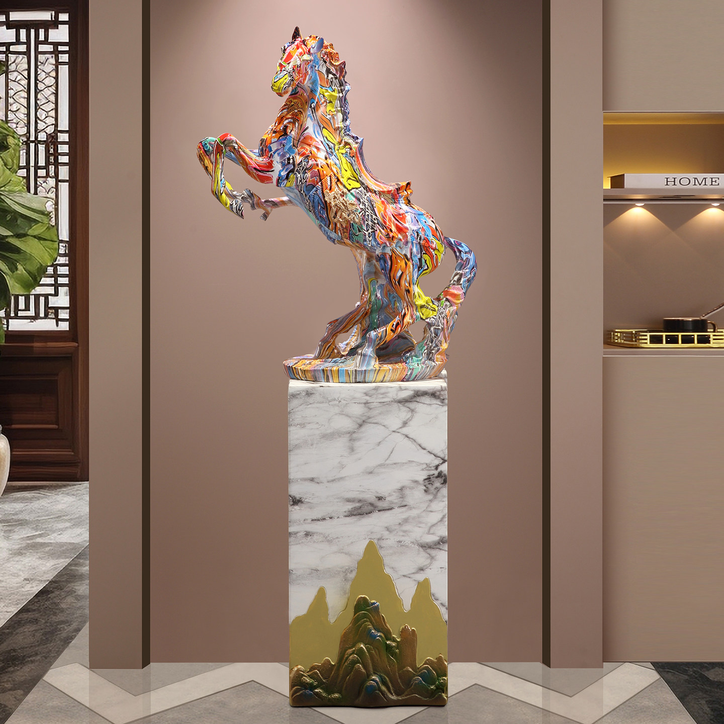 彩招财马马到成功摆件老板办公室桌面酒柜装饰品公司乔迁开业礼物