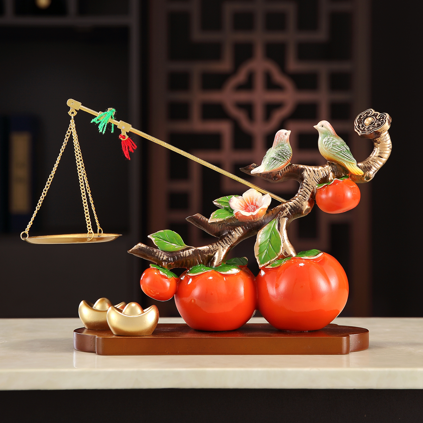 柿柿称心如意柿子摆件乔迁新居