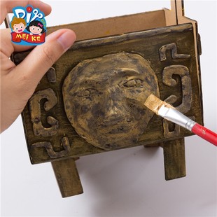 历史文物小制作仿青铜器 司母戊鼎模型幼儿园手工diy历史博物馆材