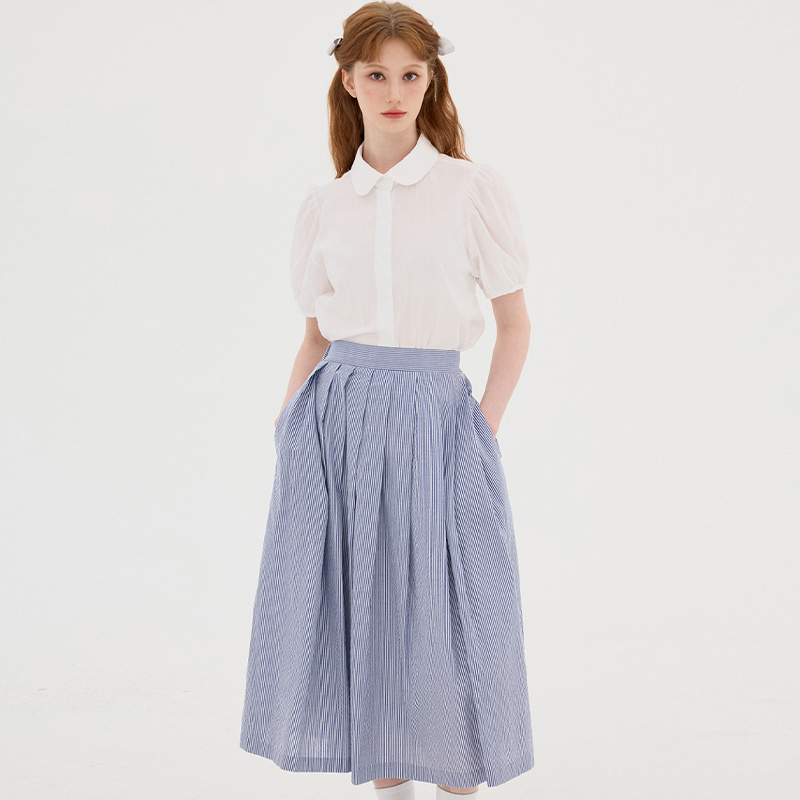 春夏新款两件套白衬衫百褶裙