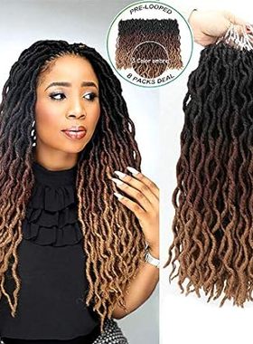 Eliza Wavy Gypsy Locs Ombre Crochet Hair Goddess 100% Kan