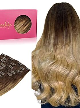 WENNALIFE Clip in Hair Extensions， 24 Inch 120g 7pcs Bala