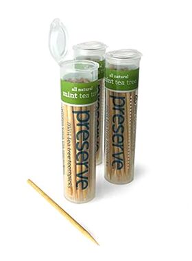 Preserve Flavored Toothpicks， Mint Tea Tree， 3 Count