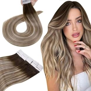 Hetto Tape in Hair Extensions Balayage Brown Ombre to Med