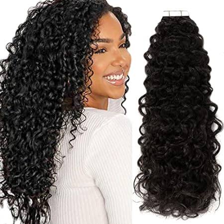 Caliee Curly Tape in Hair Extensions Human Hair 12inch Cu