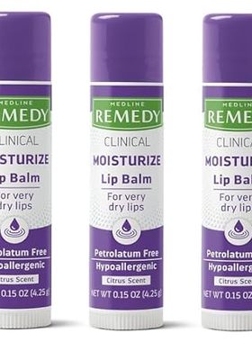 Medline Remedy Clinical Lip Balm， 3 Count， Citrus Scent，