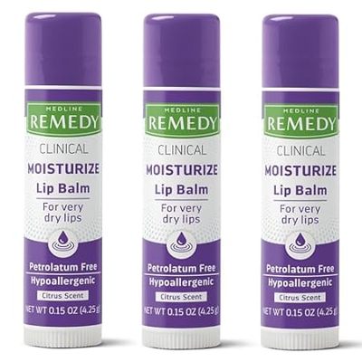 Medline Remedy Clinical Lip Balm， 3 Count， Citrus Scent，