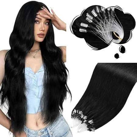 Moresoo Microlink Hair Extensions Human Hair Jet Black Mi