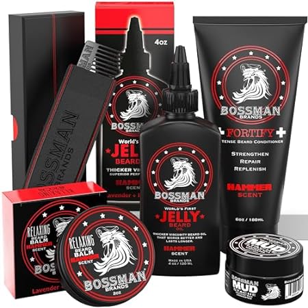 Bossman Complete Beard Kit - Men's Beard Oil Jelly, Forti