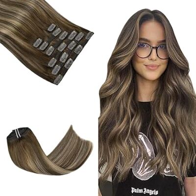 Honsoo Mushroom Brown Hair Extensions Clip in Human Hair