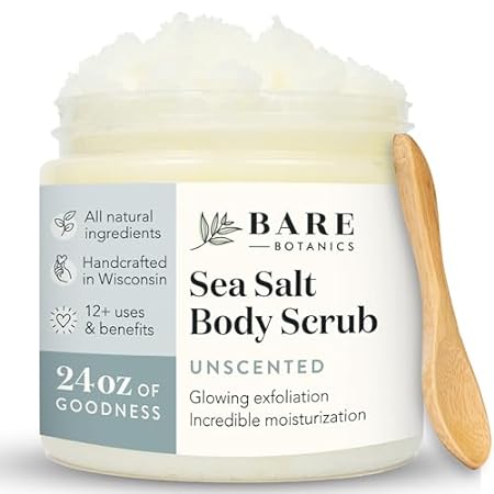 Bare Botanics Unscented Body Scrub 24oz | Made in Madison