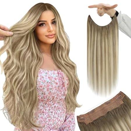 YoungSee Wire Human Hair Extensions Balayage Brown Invisi
