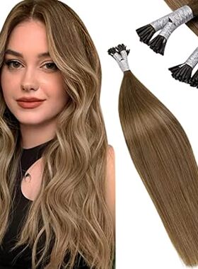LaaVoo Brown I Tip Hair Extensions Ombre Medium Brown wit