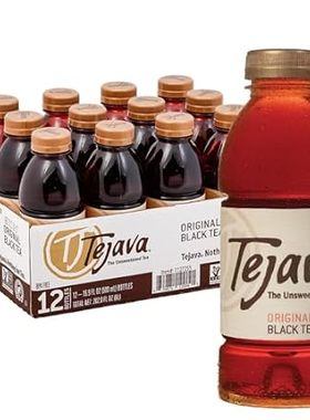 Tejava Original Unsweetened Black Iced Tea， 12 Pack， 16.7