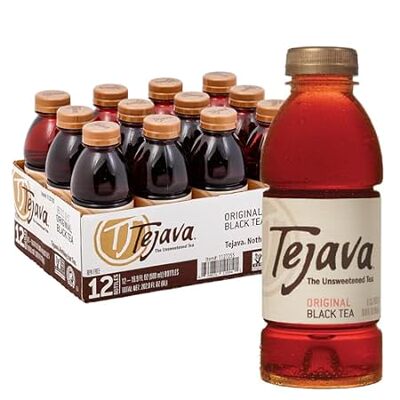 Tejava Original Unsweetened Black Iced Tea， 12 Pack， 16.7
