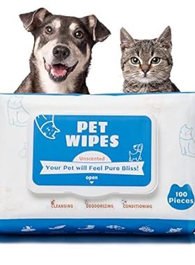 Dog Wipes for Pets Cats-100 Count All Purpose Unscented W