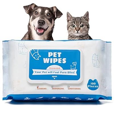Dog Wipes for Pets Cats-100 Count All Purpose Unscented W