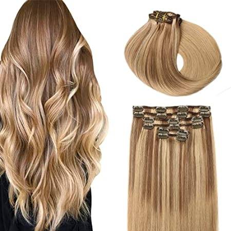 SURNEL Clip in Human Hair Extensions 14 Inch 6pcs 100g Om