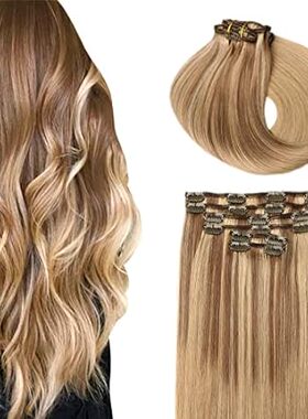 SURNEL Clip in Human Hair Extensions 14 Inch 6pcs 100g Om