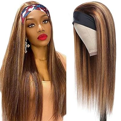 P4/27 Highlight Headband Wig Honey Blonde Straight Human