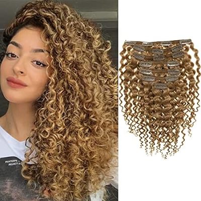Loxxy Clip in Jerry Curly Human Hair Extensions #27 Blond