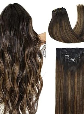 DOORES Balayage Dark Brown to Chestnut Brown Remy Clip-In