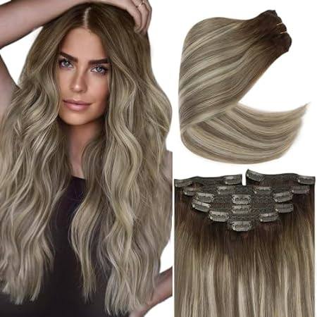 Ve Sunny Human Hair Clip in Extensions Ombre Clip Hair Ex
