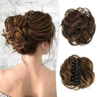 RUWISS Claw Clip Messy Bun Hair Piece Real Human Hair Bun